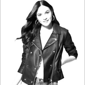 Dark Navy Blue Faux Leather Moto Jacket